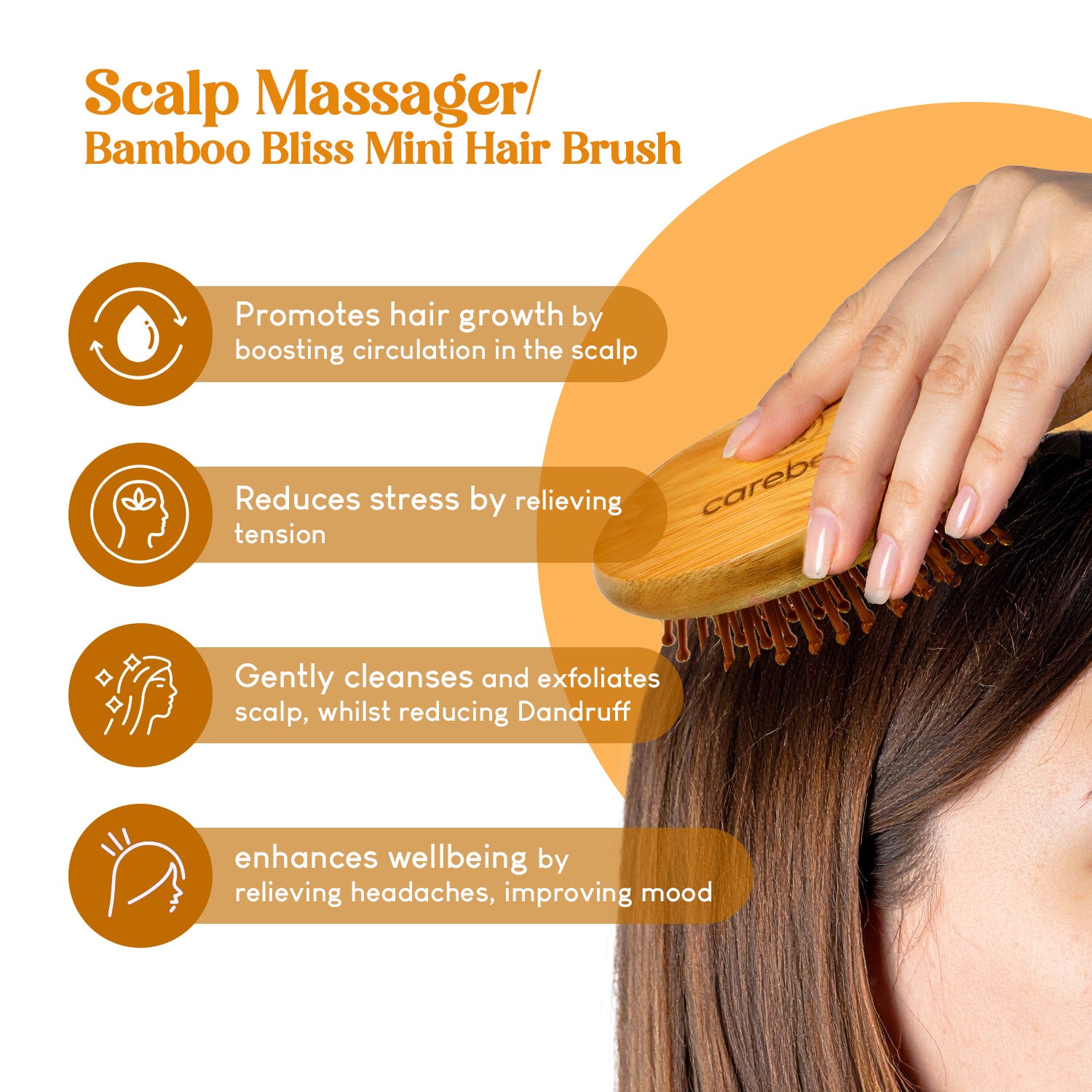 Bamboo scalp massager and hair brush of careberry comb