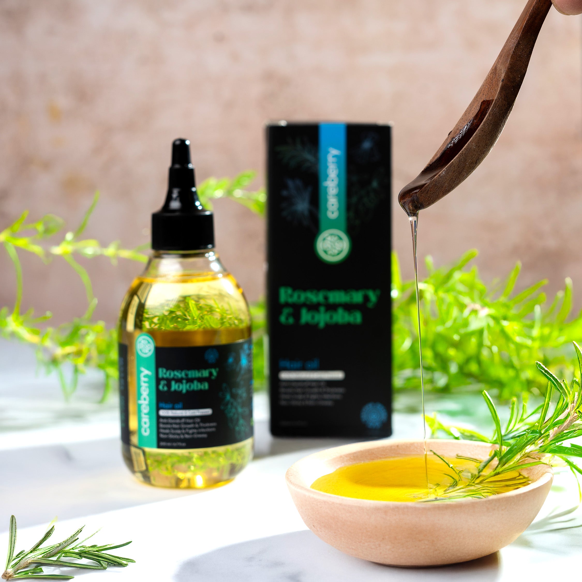 Organic Rosemary & Jojoba Hair Oil with Scalp Massager-100% Cold Pressed, UKCert Certified Organic & Ayush Certified Ayurvedic | 200ml