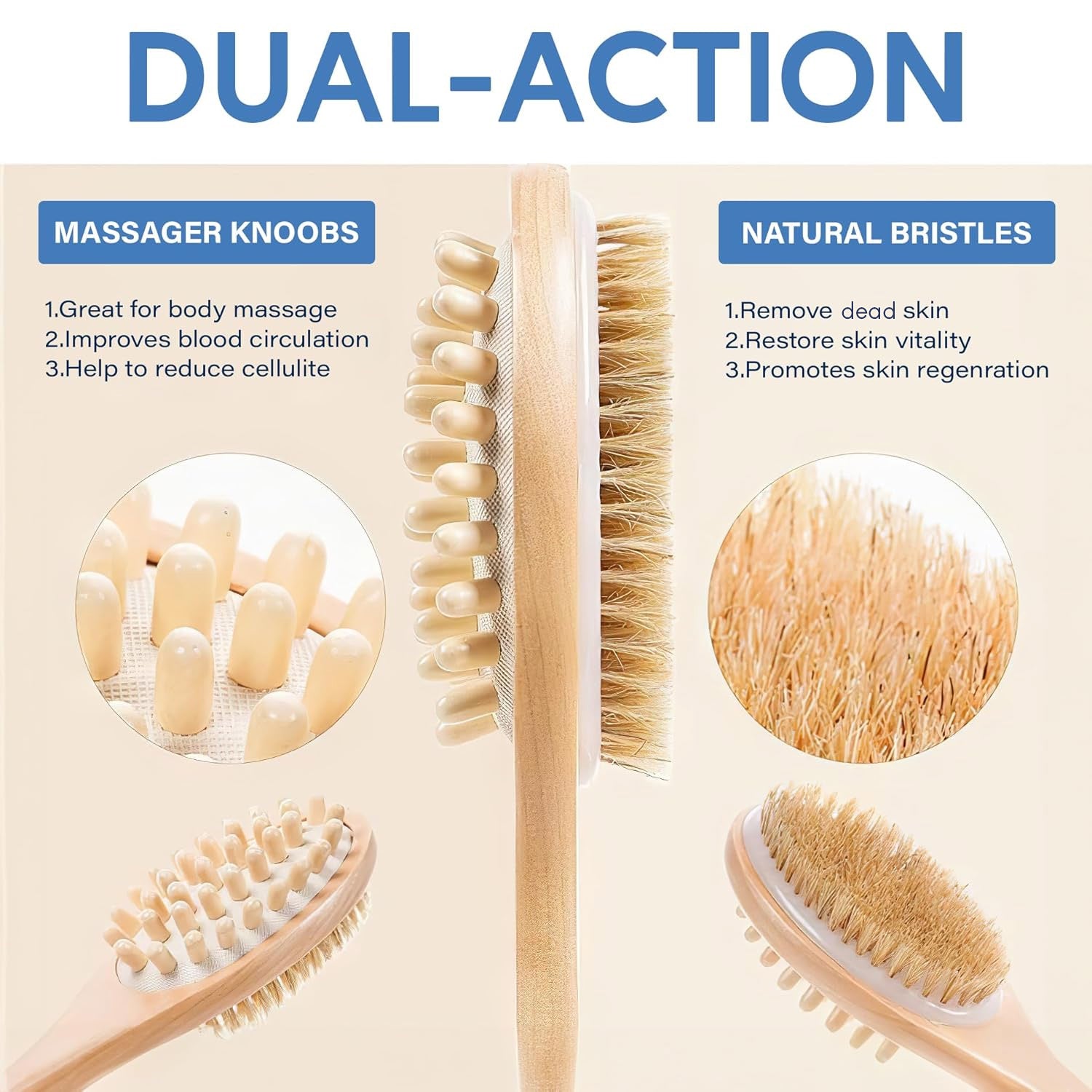 Dual Action Body Brush & Massager – Wet & Dry Use
