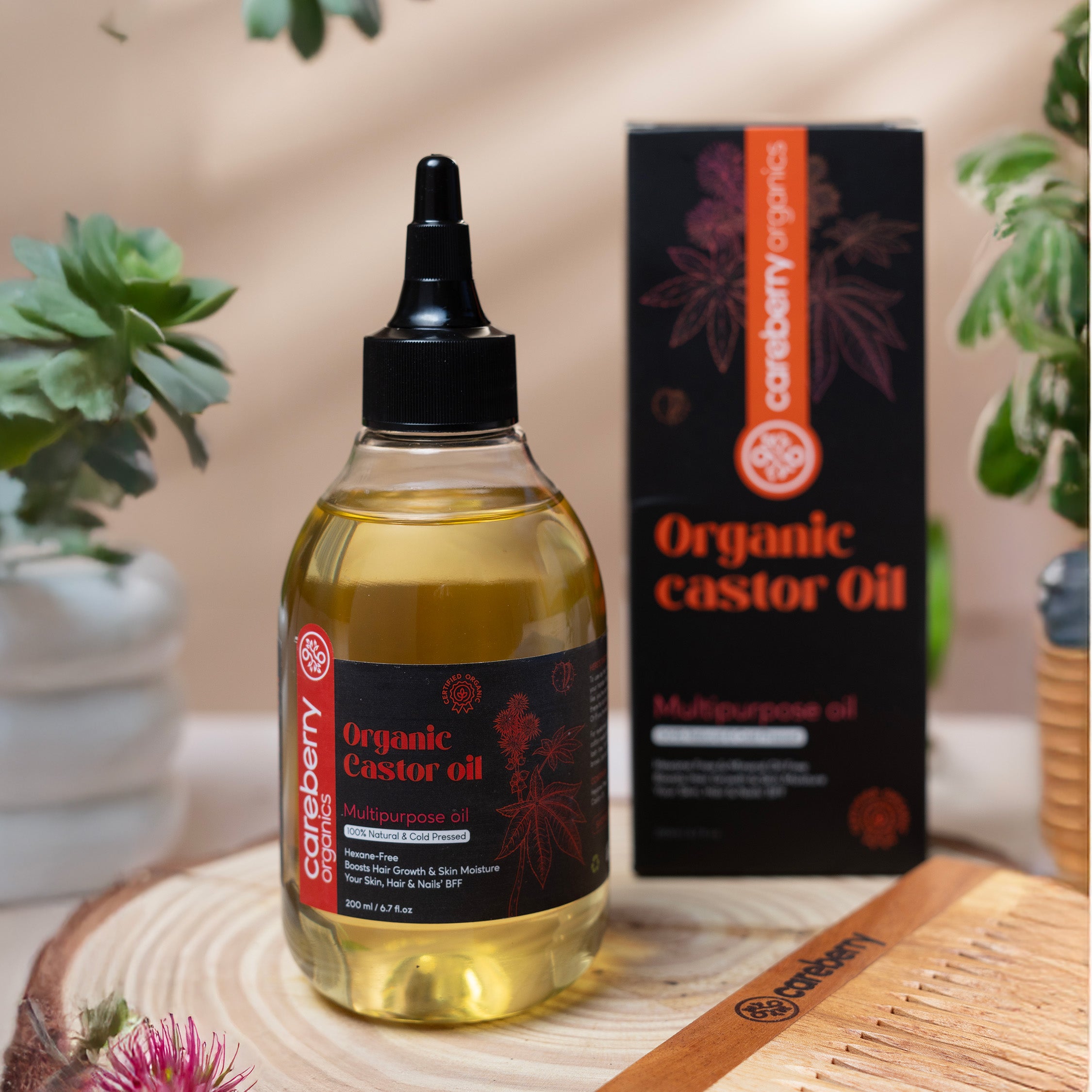 Organic Hair Growth Combo: Rosemary & Jojoba Hair Oil + Organic Castor Oil (200ml Each)
