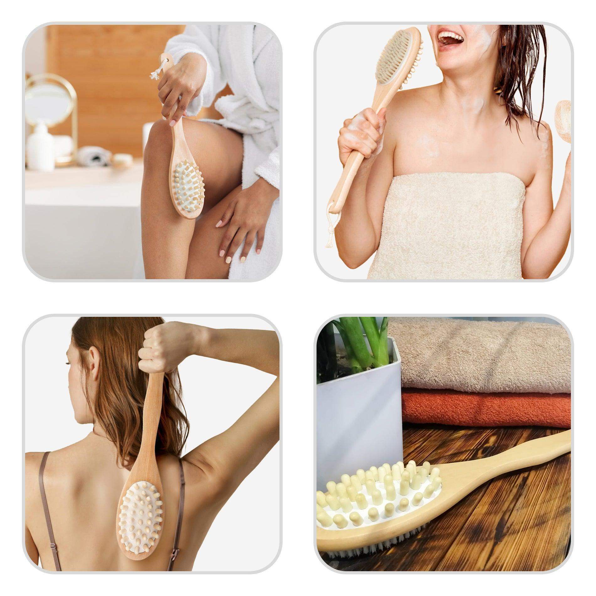 Eco friendly body brush careberry dry brushing body brush and massager skin exfoliatior