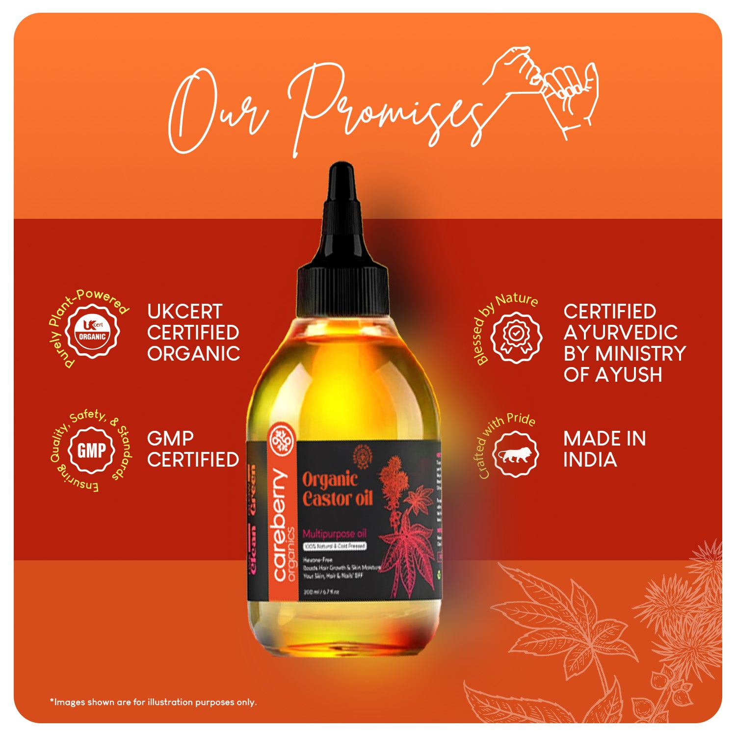 Careberry's Castor oil for eyebrow growth